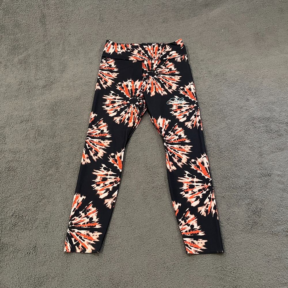 Nike Dri-FIT One Orange Black Tie Dye Compression Training Leggings Women's Sz M